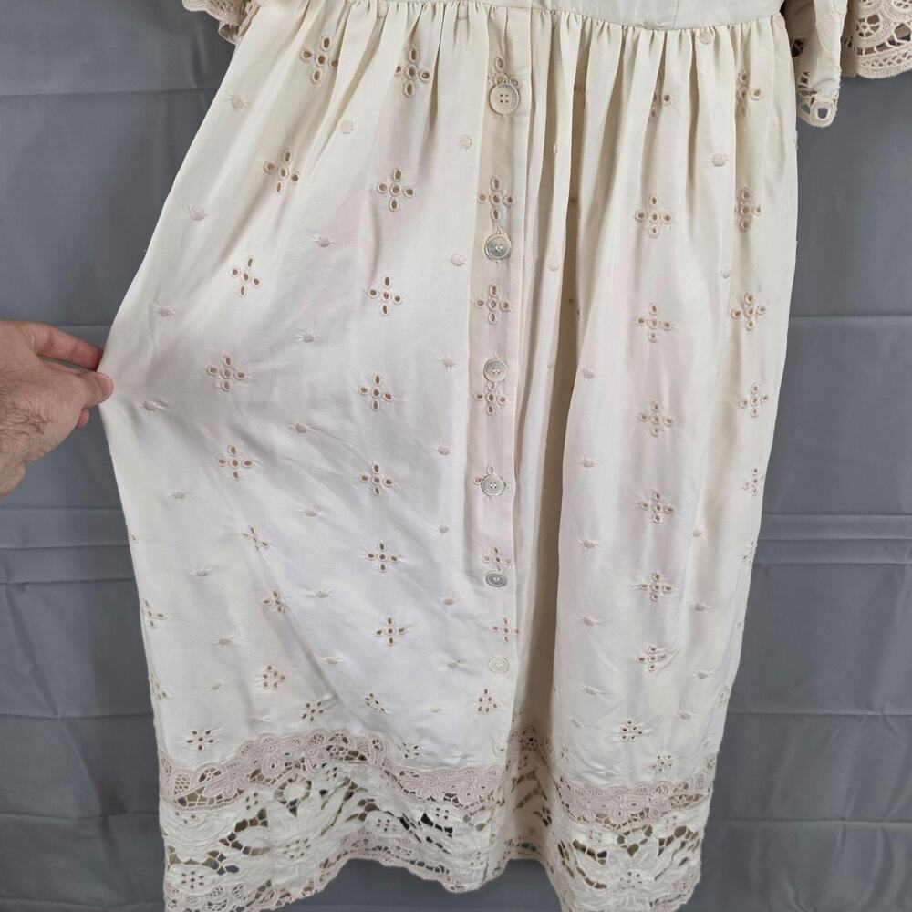 Rhode Dress Small Mira in Ivory Etoile Eyelet Lace Midi Boho Cottagecore Boho - Picture 7 of 14